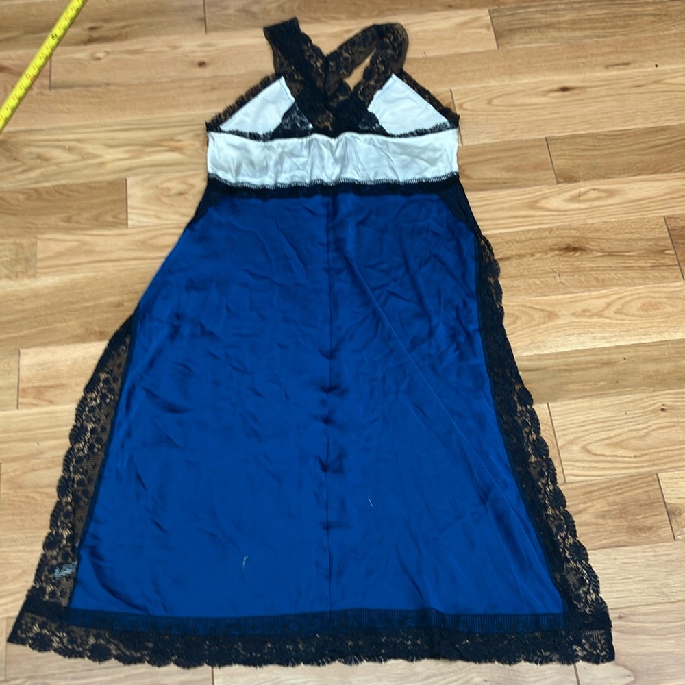 Free People Blue and Black Lace Maxi Dress Medium high slits - Picture 9 of 11